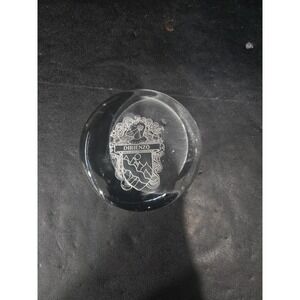 Shield Coat Of Arms‎ Paperweight, Etched Glass, Dirienzo Crest, Office Gift